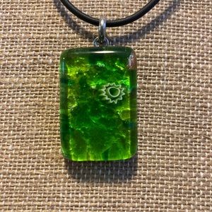 Murano glass pendant with rubber necklace